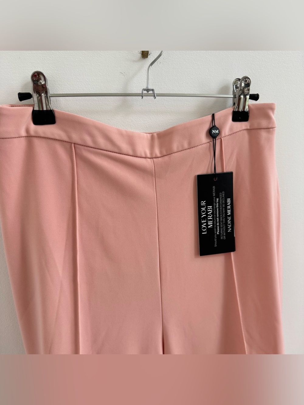 NADINE MERABI Dusty Pink Feather-Trim Blazer Pantsuit - Picture 4 of 14